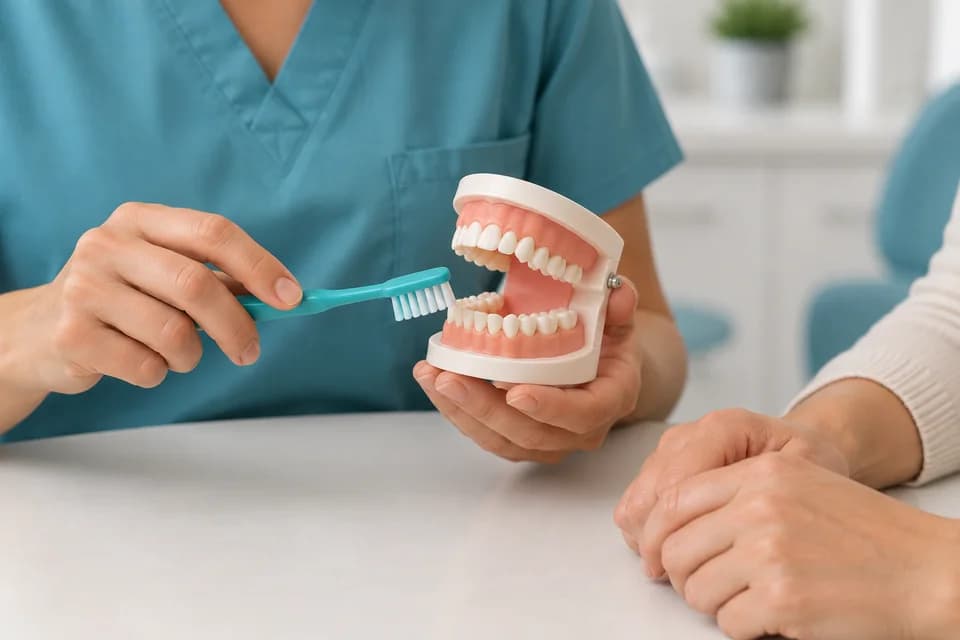 Referencia conceptual de una explicación con modelo dental