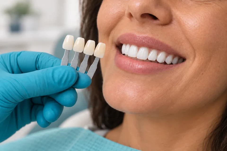 Escena ilustrativa de selección de tonos dentales, no un resultado
