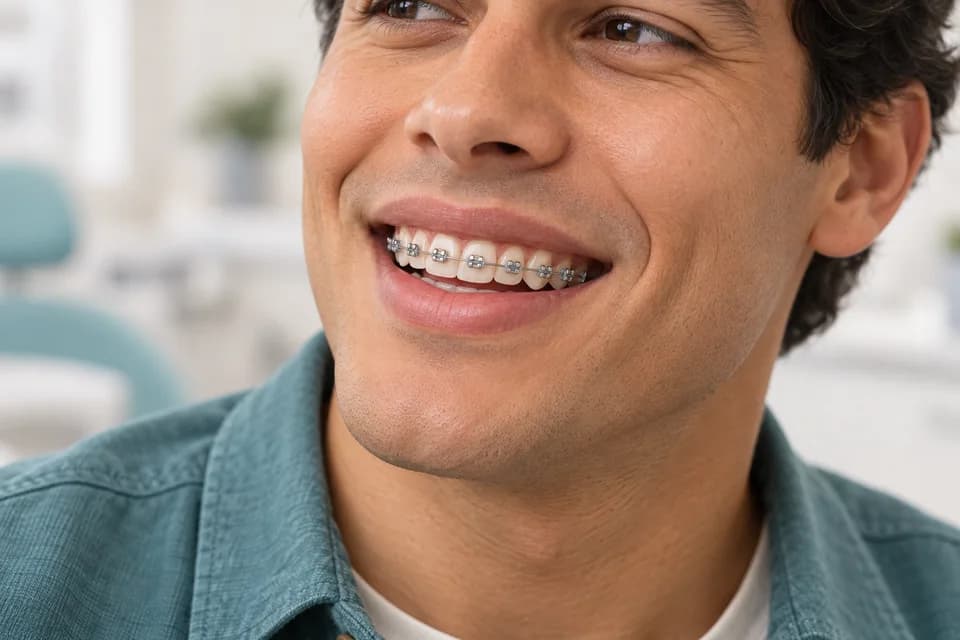 Retrato ilustrativo de una sonrisa con brackets